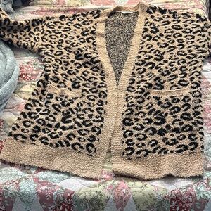 Time and Tru Tan/Black Leopard Cardigan (Lightly Worn) Womans Size XXXL